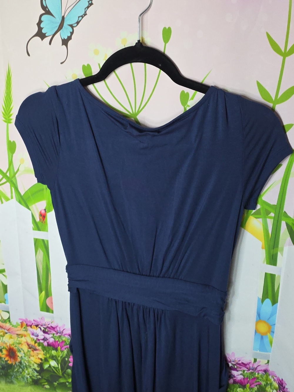 Quince Tensel Jersey Ruched Dress in Black or Navy Last Navy XS - Picture 6 of 9